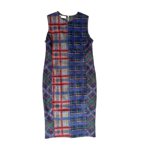 Carlisle New York Sheath Dress 8 Multicolor Plaid Wool Alpaca Tweed Lined Career - Picture 1 of 11